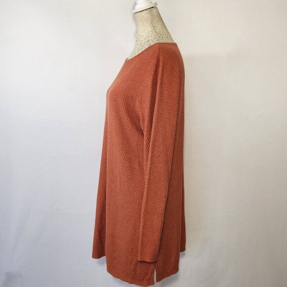 J Jill Women's Size Small Orange Long Sleeve Round Neck Textured Knit Sweater - Picture 9 of 14
